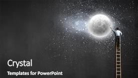  Presentation with goal - PPT theme featuring reaching goal - rear view of businessman standing background and a dark gray colored foreground