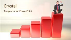  Presentation with young business man - Beautiful PPT theme featuring reaching goal - young business man winning sitting backdrop and a cream colored foreground