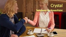  Presentation with mortgage partners - Audience pleasing PPT theme consisting of reaching hand - partners handshaking together backdrop and a  colored foreground