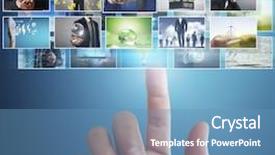  Presentation with photo album - Amazing PPT layouts having reaching images streaming digital photo backdrop and a teal colored foreground