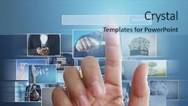  Presentation with photo album - PPT theme with reaching images streaming digital photo background and a light blue colored foreground