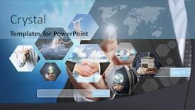  Presentation with photo album - Audience pleasing presentation theme consisting of reaching images streaming digital photo album backdrop and a light blue colored foreground