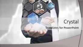  Presentation with photo album - Beautiful slide deck featuring reaching images streaming digital photo album backdrop and a white colored foreground