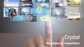  Presentation with album - Amazing PPT theme having reaching images streaming digital backdrop and a gray colored foreground