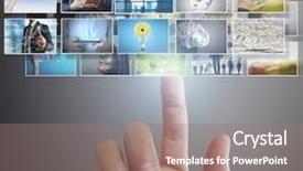  Presentation with photo album - PPT theme with businessmen and reaching images streaming background and a gray colored foreground