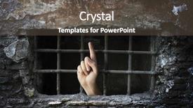  Presentation with rock climber reaching summit - PPT theme with reaching out from a dungeon background and a dark gray colored foreground