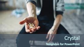  Presentation with drugs - Theme with reaching out hand with drugs background and a ocean colored foreground