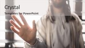  Presentation with jesus christ - Amazing slide set having reaching out his hand peace backdrop and a light gray colored foreground