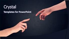  Presentation with hands reaching up - Beautiful slide deck featuring reaching out to one another backdrop and a wine colored foreground