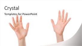  Presentation with prayer hands - Colorful presentation enhanced with reaching sky - hands open in prayer isolated backdrop and a white colored foreground