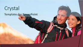  Presentation with young healthy people - Slide set consisting of reaching summit - hikers couple hiking banner man background and a sky blue colored foreground