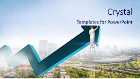  Presentation with success - Theme featuring reaching the top of success background and a sky blue colored foreground