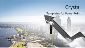 Presentation with business man climbs up to the top of 3d success stairs steps - Presentation design consisting of reaching the top of success background and a light blue colored foreground