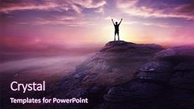  Presentation with sky sun - Amazing PPT theme having reaching up to the sky backdrop and a wine colored foreground