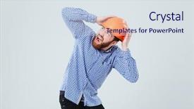  Presentation with man head in hands - Cool new presentation theme with reaction engineering - shocked bearded young man backdrop and a  colored foreground