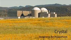  Presentation with plant nuclear - PPT layouts featuring reactor - almaraz nuclear power plant background and a gold colored foreground