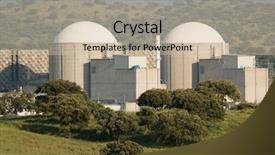  Presentation with plant nuclear - Colorful PPT theme enhanced with reactor - almaraz nuclear power plant backdrop and a soft green colored foreground