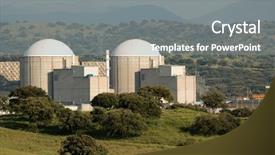  Presentation with nuclear reactor - Amazing PPT theme having reactor - almaraz nuclear power plant backdrop and a gray colored foreground
