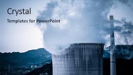  Presentation with heavy industry - Beautiful slide set featuring reactor - cooling tower of heavy industry backdrop and a light blue colored foreground