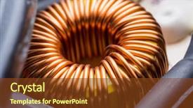  Presentation with reactor - Cool new presentation theme with reactor - electric transformer copper coil closeup backdrop and a tawny brown colored foreground
