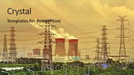  Presentation with power plant - Amazing slide deck having reactor - gigantic power plant backdrop and a yellow colored foreground