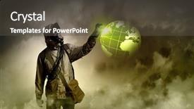  Presentation with media image - Slide set with reactor - image of stalker touching media background and a dark gray colored foreground