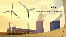  Presentation with nuclear energy - Presentation theme with reactor - nuclear power plant and wind background and a blonde colored foreground