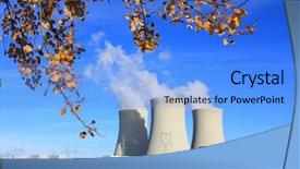  Presentation with reactor - Slide deck enhanced with reactor - nuclear power plant temelin background and a light blue colored foreground