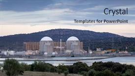 Presentation with nuclear reactor - Presentation theme featuring reactor industry - almaraz nuclear power plant background and a light blue colored foreground