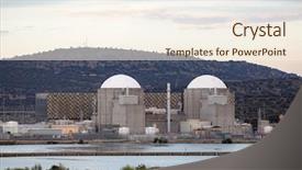  Presentation with nuclear reactor - Presentation enhanced with reactor industry - almaraz nuclear power plant background and a cream colored foreground