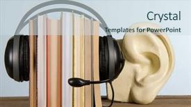  Presentation with audiobook - Cool new presentation theme with read aloud - audiobook conception with headphones backdrop and a  colored foreground