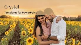  Presentation with mobile crane on a road - Cool new slides with using mobile at sunflower field backdrop and a coral colored foreground