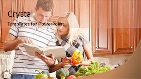  Presentation with recipe book - Amazing slide deck having read an open recipe book backdrop and a coral colored foreground