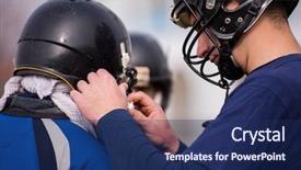  Presentation with football field - Beautiful presentation featuring readiness check - closeup shot of american football backdrop and a navy blue colored foreground