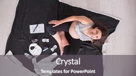  Presentation with maternity - Slide deck having readiness check - pregnant woman at home background and a dark gray colored foreground