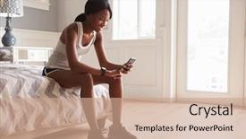  Presentation with black woman at gas station - Presentation theme having readiness check - young black woman ready background and a coral colored foreground