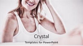  Presentation with bathroom - Colorful presentation design enhanced with readiness check - young woman checking her hair backdrop and a lemonade colored foreground