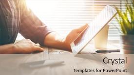  Presentation with person looking out in nature - Audience pleasing PPT layouts consisting of reading - thoughtful male person looking backdrop and a soft green colored foreground