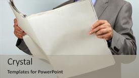  Presentation with newspaper - PPT theme enhanced with reading a blank newspaper background and a light gray colored foreground