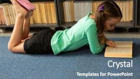  Presentation with elementary school sample monitoring tool - Theme featuring reading a book in library background and a ocean colored foreground