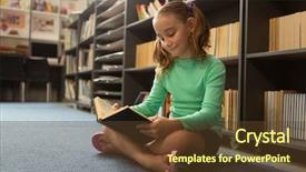  Presentation with school crossing safety - Slides enhanced with reading a book in library background and a tawny brown colored foreground