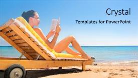  Presentation with beautiful skin and beach - Theme featuring reading a book on beach background and a  colored foreground