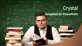  Presentation with school desk - Cool new presentation design with reading a book with area backdrop and a  colored foreground