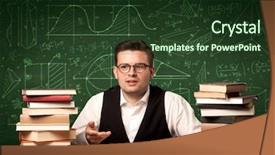  Presentation with school desk - PPT theme with reading a book with area background and a  colored foreground