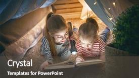  Presentation with kids reading book - Slide deck enhanced with reading a book with flashlight background and a tawny brown colored foreground