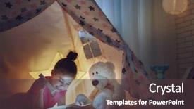  Presentation with children reading - PPT layouts with reading a book with flashlight background and a tawny brown colored foreground