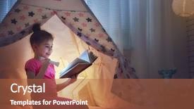  Presentation with children reading - Theme enhanced with reading a book with flashlight background and a red colored foreground