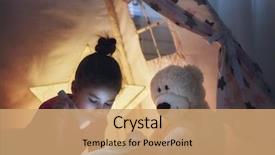  Presentation with children reading - Theme with reading a book with flashlight background and a coral colored foreground