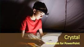  Presentation with tent - Presentation design consisting of reading a book with flashlight background and a tawny brown colored foreground
