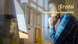  Presentation with monitor computer - Amazing presentation having reading about modern world backdrop and a violet colored foreground